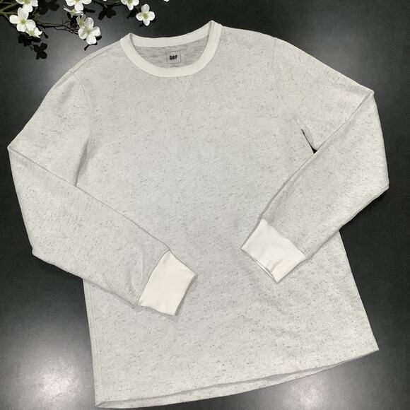 GAP Dorito Long Sleeve 100% Cotton Slub Thermal Boyfriend Sweatshirt in Snow Cap - Picture 7 of 12
